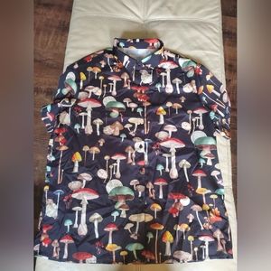 Mushroom printed short sleeve button up
